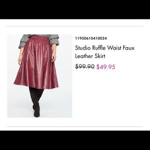 ELOQUII Ruffle Waist Faux Leather Skirt size 24